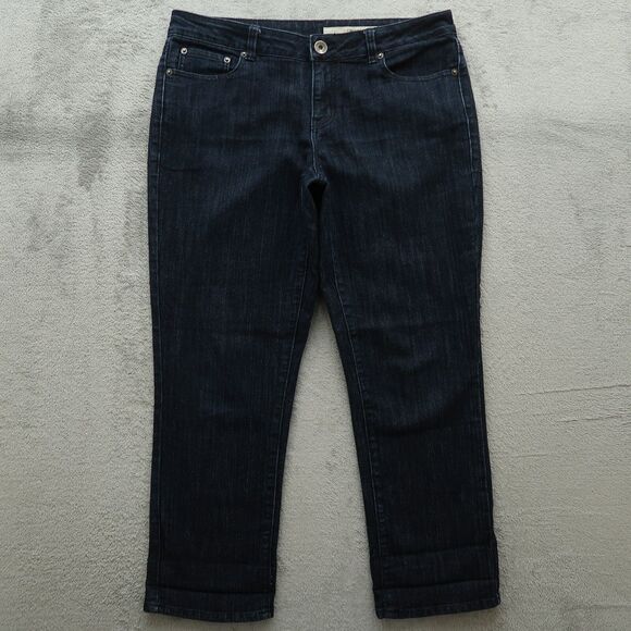 DKNY Jeans Women's Size 12 Blue Mid-Rise Straight Denim Dark Wash 26.5" Inseam - Picture 1 of 14